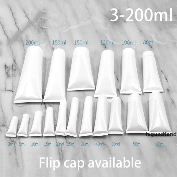 

3ml-200ml white plastic soft tube cosmetic facial cleanser hand cream shampoo packing squeeze hosepipe bottles ing
