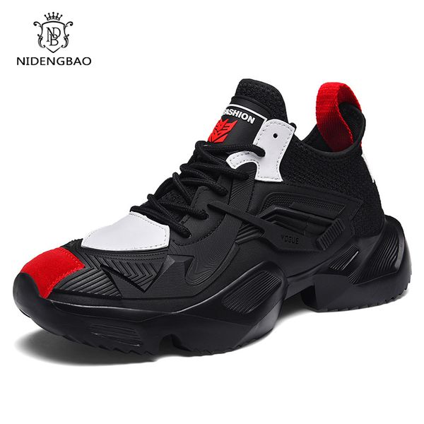 

summer youth men shoes fashion casual shoes for man comfortable zapatos hombre thick bottom male clunky dad sneakers, Black
