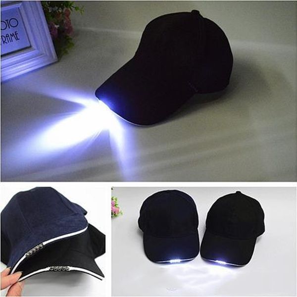 

baseball caps with led lights for walking hiking fishing camping adults mens womens summer sun visor hat black navy blue camo 3 colors, Blue;gray