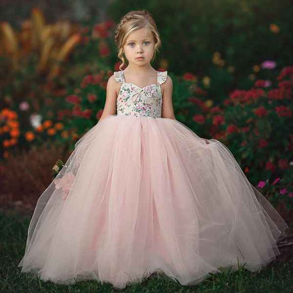 

pink girl dresses halloween evening ball gowns kids flowers flowers holy communion dresses prom vestidos for girls, Red;yellow