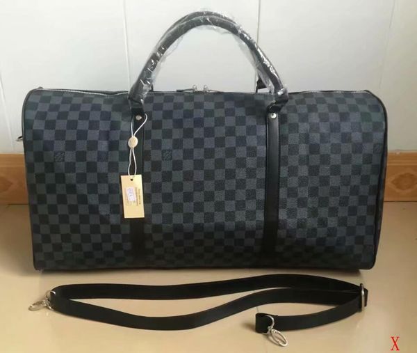 

luxury designer men duffle bag women travel bags hand luggage travel bag men pu leather handbags large cross body bag totes bags 55cm, Black