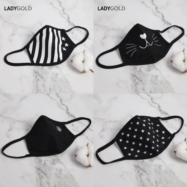 

cartoon mask pm2.5 anti-fog aze dust protection wasable anging ear type baby mask cat dinosaurs rainbow panda fa mask#174, Black