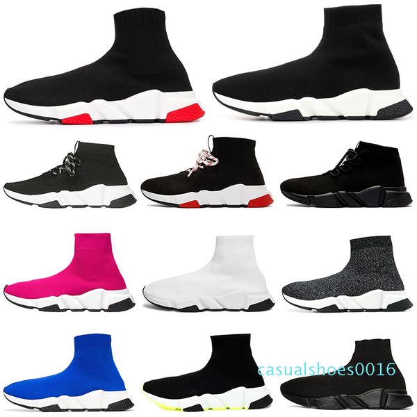 

2020 designer sock shoes speed trainer casual ankle triple black white glitter women men chaussures platform sports sneakers 36-45 c16