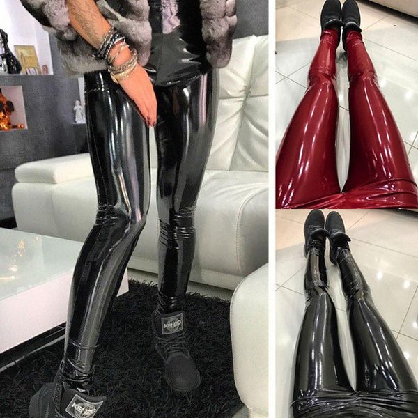 

new broadcloth zip fly fashion women pu leather pants skinny plus size slim leggings casual mujer trousers female leggins bottom, Black