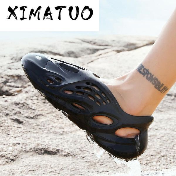 

новое лето мужчины сандалии личности дышащий мягкая вскользь пляж мужская обувь мужские сандалии дыры открытый пляж тапочки, Black