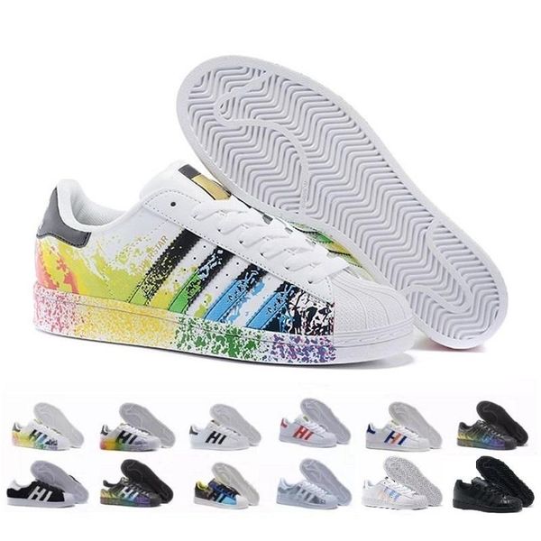 

superstar 80s men women casual basketball shoes skate shoes 17 color rainbow splash-ink fashion sports shoes size 36-44