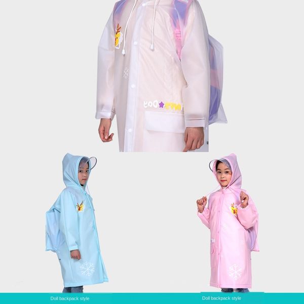 

v2xhu korean cloak backpack hat style fashionable backpack children's raincoat outdoor eva cute christmas deer environmental protection, Black