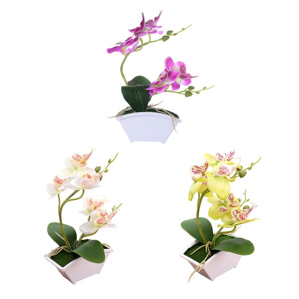 

3 artificial orchid bonsai faux flower indoor outdoor office home decor