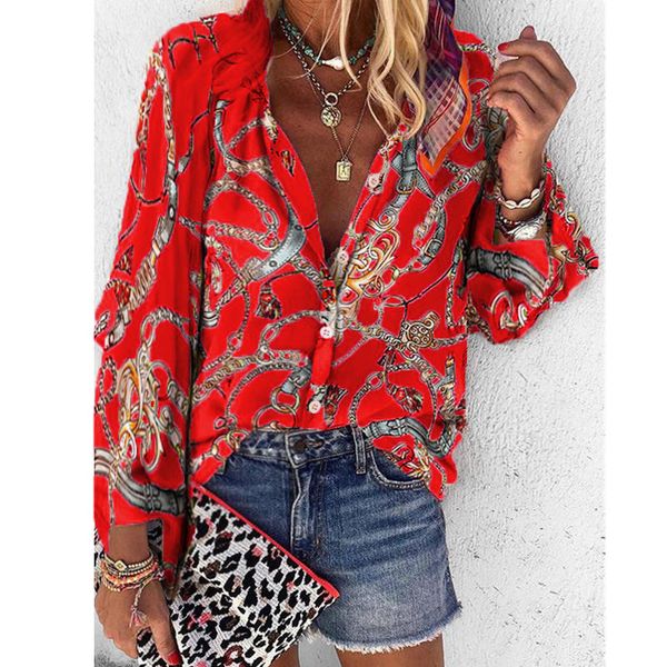 

autumn and winter new printed stand collar long-sleeved casual women's shirt, White