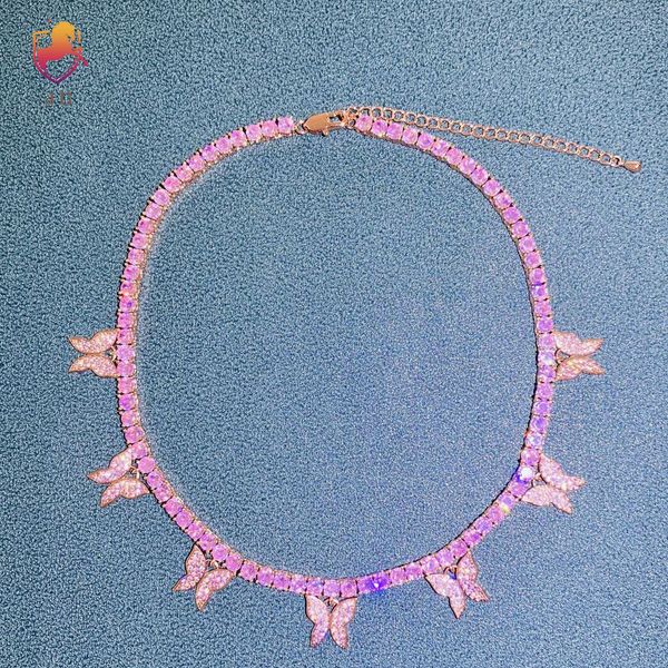 

трансграничный горячего медного micro pave циркона бабочка ожерелье европейские и американские хип-хоп мужчины и женщины, один и тот же пунк, Silver