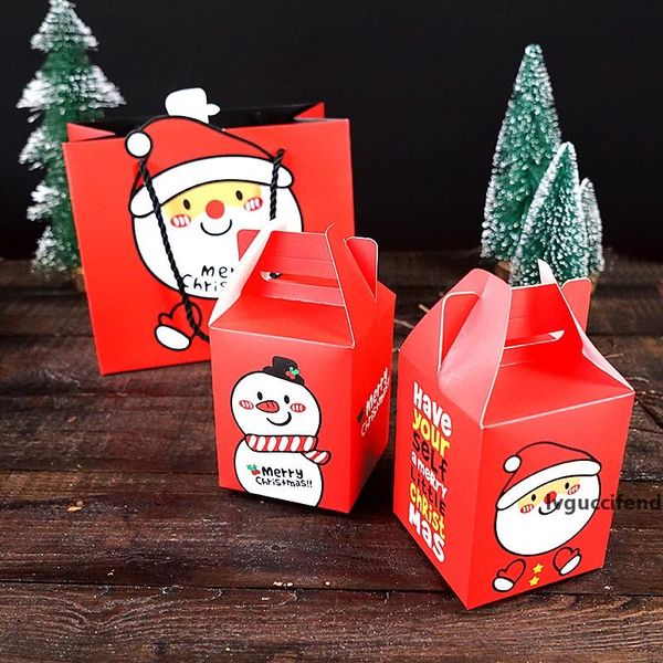 

15pcs, christmas tote bag set red box gift pack santa snowman cartoon snack candy packaging box and bag, party decor- paperboard