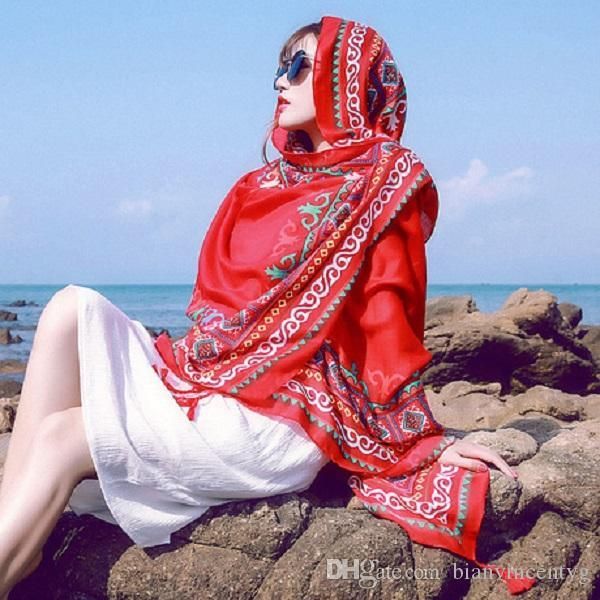 

20 colour sunscreen oversized scarf silk scarves dual print shawl female 2018 resort fashion chiffon soft beach towels made in china, Black;white