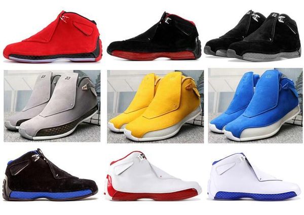 

high qaulitys 18 toro red suede grey blue yellow orange suede men basketball shoes 18s bred og asg black white sneakers with box