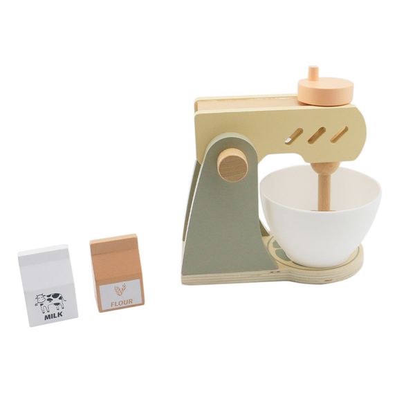 

wooden baby toy coffee machine children's kitchen and play food 1pcs plastic bowl 1pcs milk box and 1pcs flour box