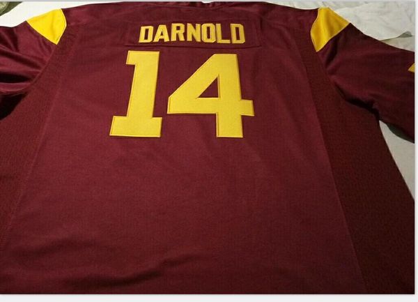 Ucuz Erkekler # 14 kırmızı beyaz Sam Darnold USC Trojans Mezunlar Koleji Jersey S-5XL veya özel herhangi bir ad veya numara forması