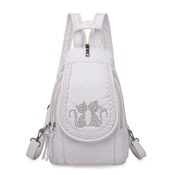 

new ladies soft washed leather backpack 3-in-1 cute cat women bagpack small travel backpack for girls sac mochila feminina s2164
