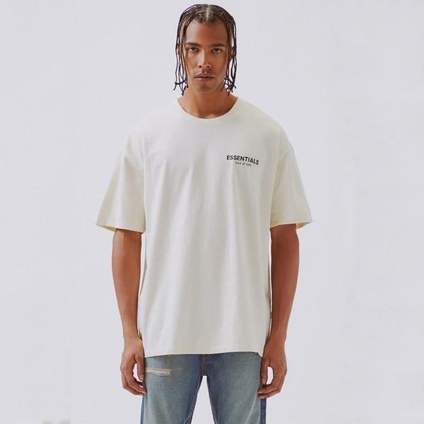 

2019 ss fear of god essentials boxy p t-shirt fog new classic casual short sleeve street hip hop men women summer tee cool hfymtx446, White;black