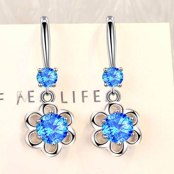 

2020 silver plated sunflower earrings for women bling shinning cz long dangle earring bohemian jewelry wedding engagement gifts