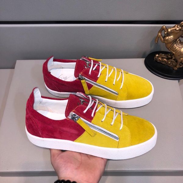 

2019y limited edition personality men's color matching leather casual shoes, fashion wild sports shoes, original box packaging: 38-44, Black
