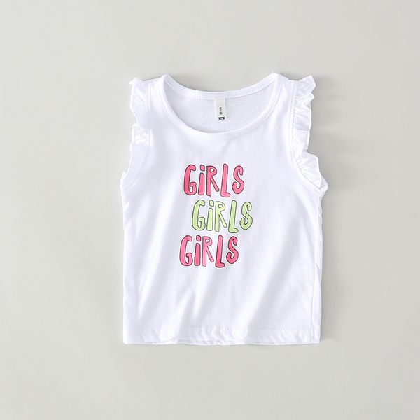 

4xapo girls' western style flying sleeve summer 2020 new clothing vest children's wear korean style children's fashionable sl, Blue