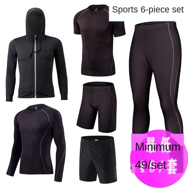

jkwqw new men's six-piece short-sleeved quick-drying running exercise new fitness suit men's six-piece short-sleeved quick-drying, White;black