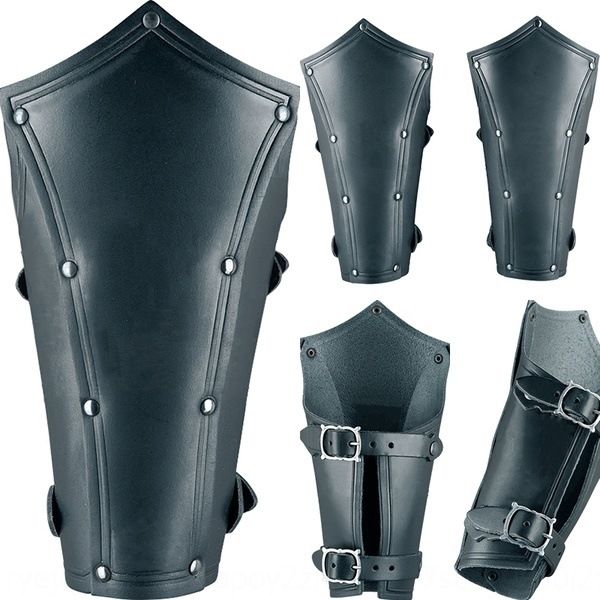 

i9ah1 steampunk new medieval men's wristband solid color stitching rivet belt buckle protective gear protective wrist strapequipment wr, Black;red