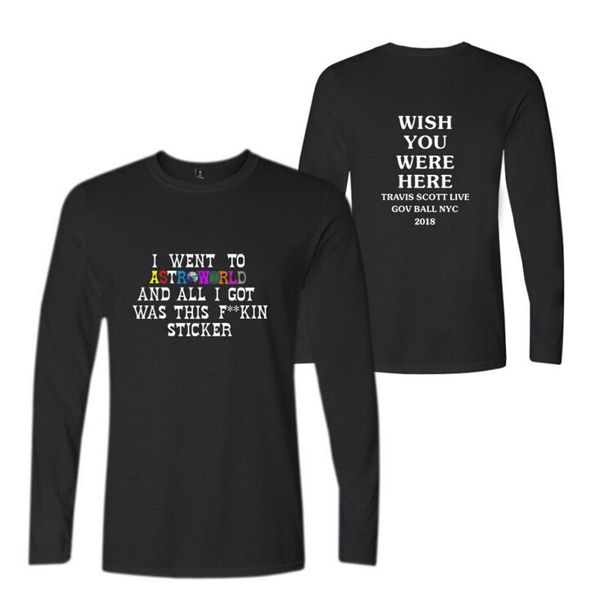 

men women t-shirts travis scott astroworld cotton printing shirt long sleeve autumn winter new size 2xs-4xl, White;black