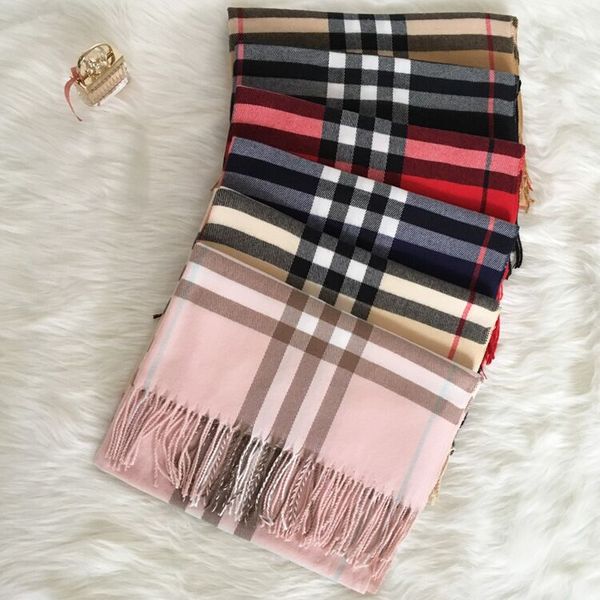 

winter 100% cashmere scarf classic plaid scarf cashmere shawl scarf for women and mena1, Blue;gray