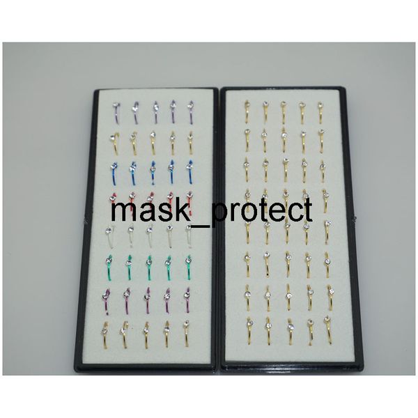 

stainless steel puncture 40 studs fashion accessories with diamond personalized nose rings, Golden;white