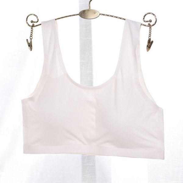 

t7xho anti-экспонирование ice шелковый дышащее отверстия баз легкий и тонкое цельное обертывание белье бесшовных груди жилет бюстгальтер без, White