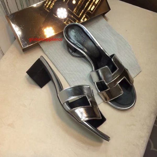 

sheep color spell casual high heel slippers silver women slippers drivers sandals slides sneakersleather slipper real leather, Black;green