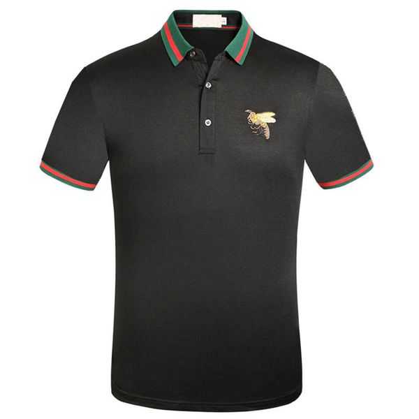 

mens polos shirts summer polos for men soft t-shirts with bee embroidery casual mens solid clothing -3xl 5 colors, White;black