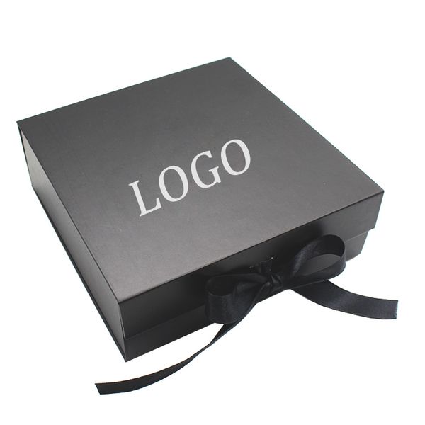 personalizzato sfondo nero scatola di imballaggio della camicia dei vestiti di cartone con nastro