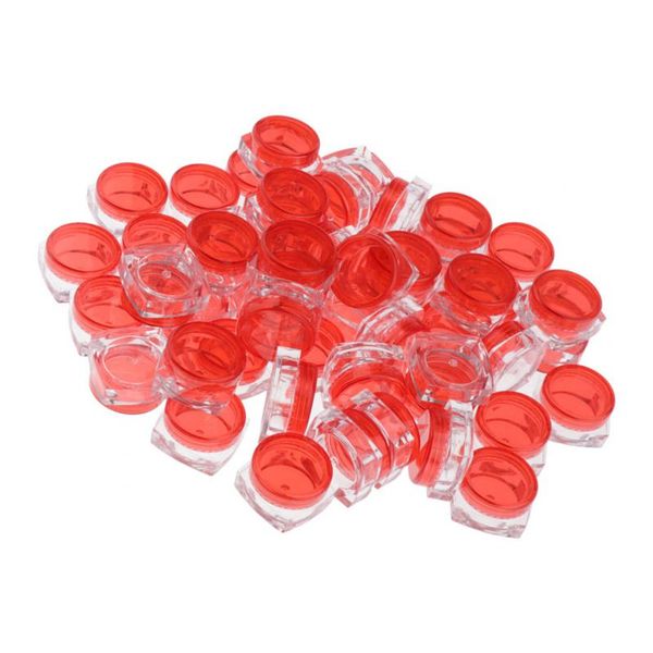 

50x plastic empty cosmetic sample containers jars pots for nail art glitters
