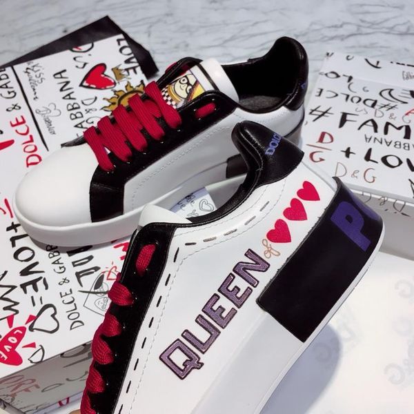 

2020c new trend embroidered leather casual shoes outdoor men and women casual sports shoes fashion wild couple shoes, yards 35-45, Black