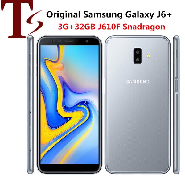 Yenilenmiş Orijinal Samsung Galaxy J6 Plus 2018th J610F 3G RAM 32GB ROM Çift Arka Kamera Dört Çekirdekli Kilitli 4G LTE Cep Telefonu 1 PC