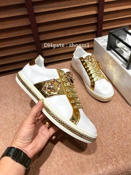 

2021-2020g high -end men 's embroidered alphabet casual shoes breathable leather classic sneakers high -quality lace -up low -shoe, Black