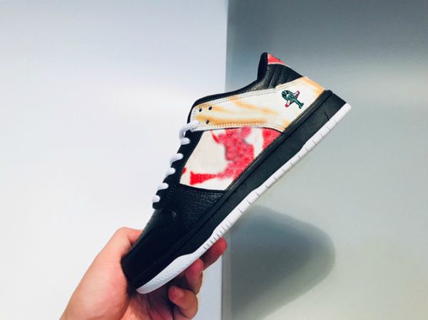 

последние travis скоттс х sb tie dye qs мужские случайные обувь dunk коренастый dunky safari тапки стрейнджлав pine green white skateboardin, Black
