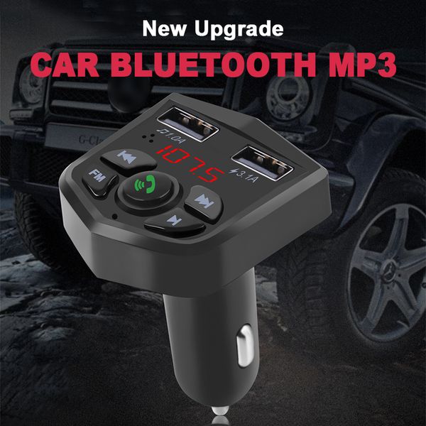 

bluetooth 5.0 handsfm modulator car kit fm transmitter 3.1a quick dual usb charger lcd digital tf card u disk aux player