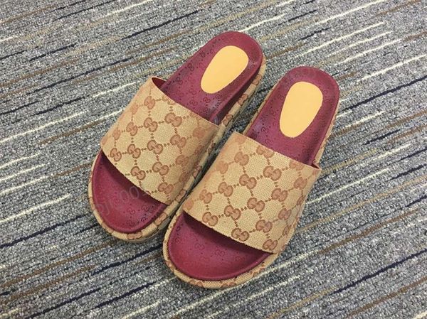 

2020 new style women 573018 slide sandal classic fashion designer ladies red strawberry colored flip flops popular brands, Black;grey