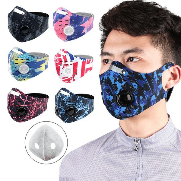 Maschera da ciclismo Carbone attivo con filtro PM2.5 Maschere sportive anti-inquinamento Maschere riutilizzabili per bici da ciclismo Maschere antipolvere