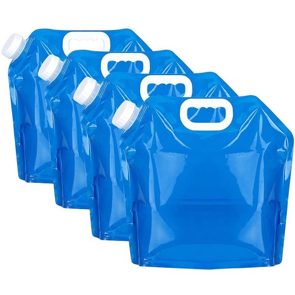 

4pcs 5l outdoor portable folding water bag camping water storage bag car emergency folding