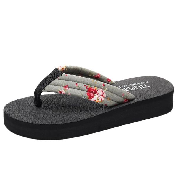 

sagace women sandals summer 2020 ladies new summer bohemian flip flops high-heeled thick bottom clip toe no-skid beach sandals, Black