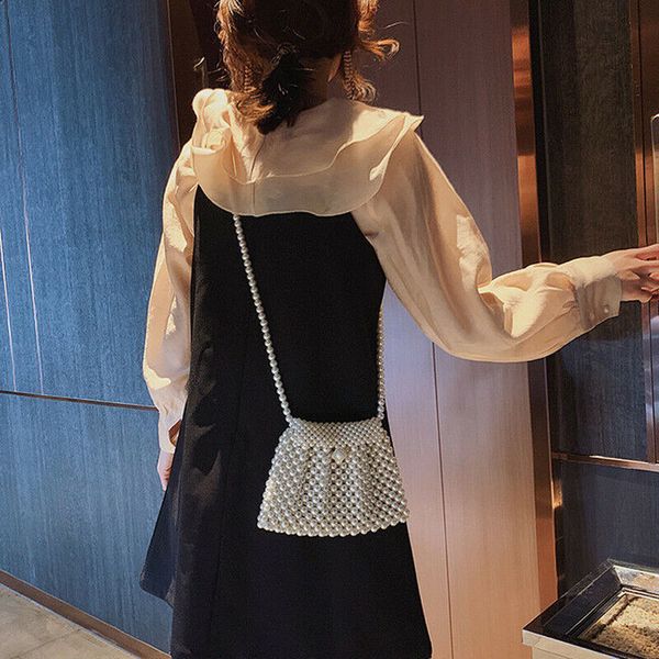 

new women square bag pearl beaded handbags evening party shoulder bag small crossbody bags for ladies messenger bags