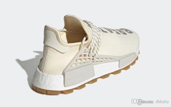 

новые горячие аутентичные pharrell williams х hu prd gum пакет кремовая мужчины женщина кроссовки неокрашенный-gum human race спорт кроссовк
