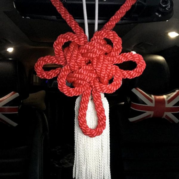 

2pcs jp seven red chrysanthemum kiku kintsuna with white junction produce kiku knot for auto rearview mirror charms
