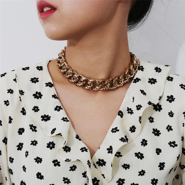 

punk leopard chunky necklace for women short miami cuban chain choker necklace hip-hop lovers rock collar jewelry charm gift, Silver