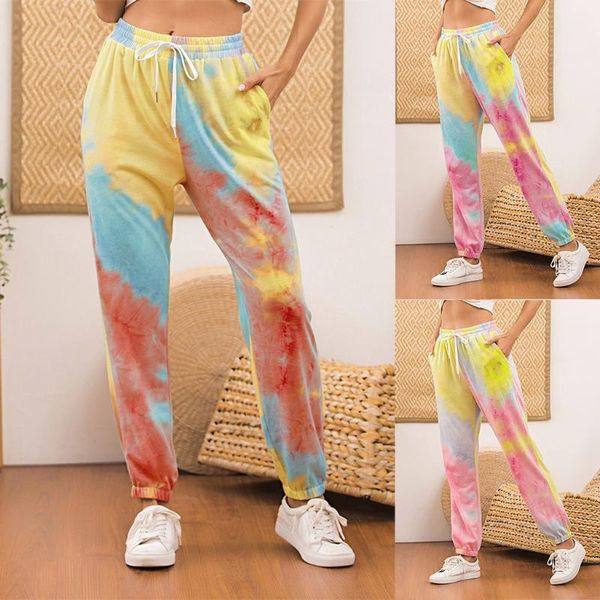

pantalones de mujer 2020 women pants comfort straight wide leg loose pocket tie-dye gradient trousers sky blue tie-dye trousers, Black;white