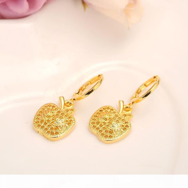 

сша главного поток сладостных яблочной звездных серег женщины девушка 24k fine yellow solid gold filled колошение ювелирных подарки индонези, Silver