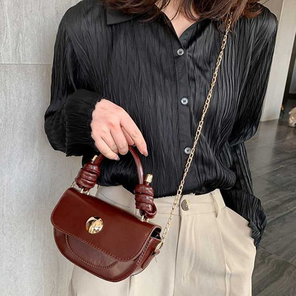

2020 fashion chains handle bags women solid shoulder saddle bag sweet solid color multi-layer cover shoulder messenger bag